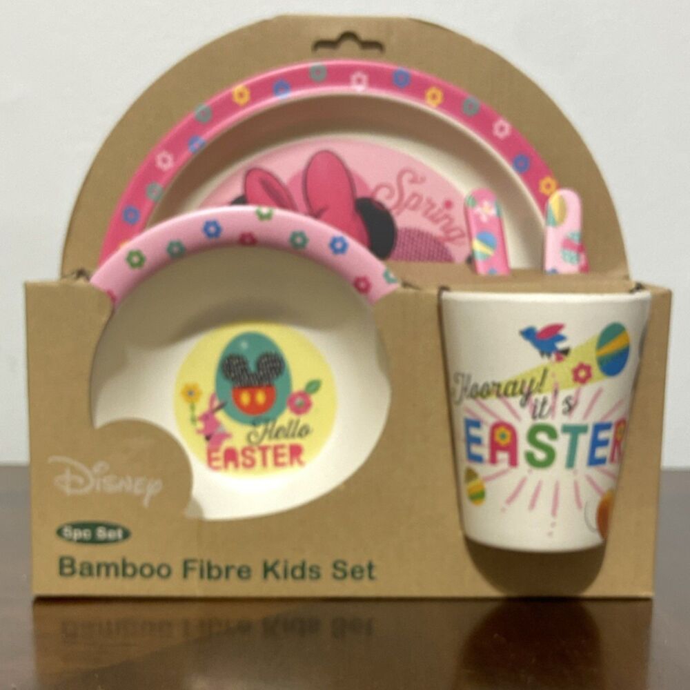 EASTER Disney Pink Mickey & Minnie Mouse 5 piece Bamboo Set